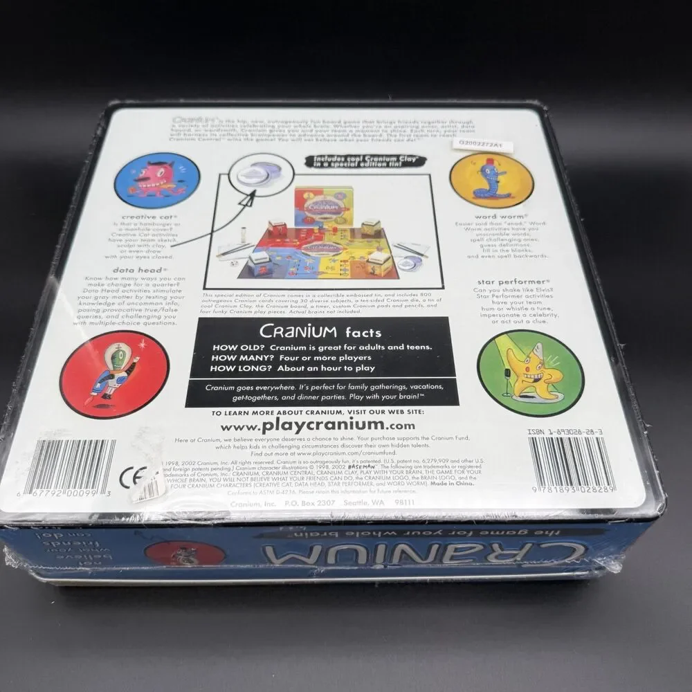 Vintage Cranium Board Game Tin Case 2002 New Sealed